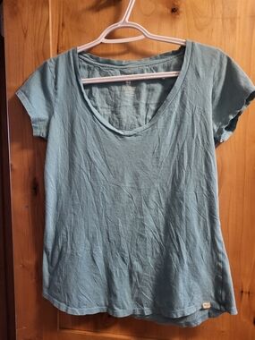 Roots Women's Scoop Neck Tee in Light Teal Blue